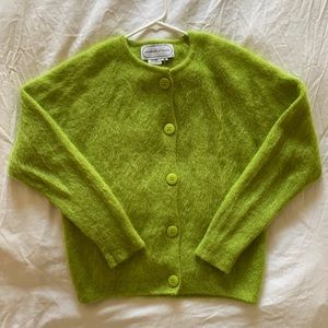 Lime Green Mohair Button Up Cardigan